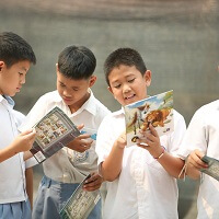 Kids reading book